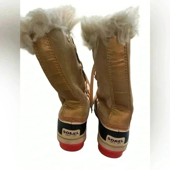 Sorel Joan of Arctic Faux Fur Lined Brown Tan Suede Boots Size 5 - Picture 3 of 8